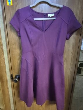 Maison Jules  Plum V-Neck Fit & Flare Dress. Box 48